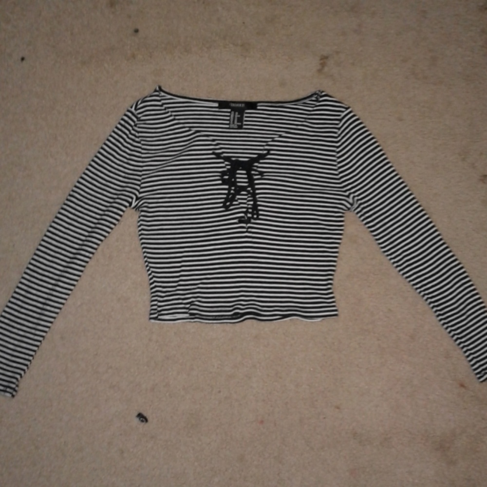 Black and White Striped Crop Top